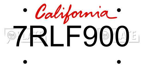 7RLF900 California License Plate