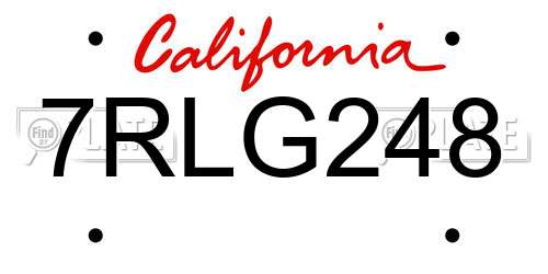 7RLG248 California License Plate