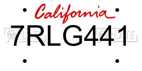 7RLG441 California License Plate