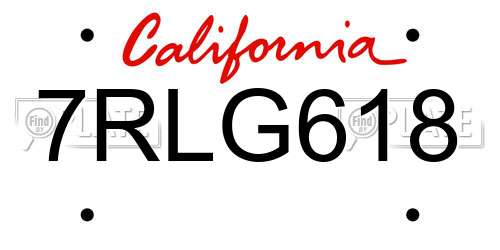 7RLG618 California License Plate
