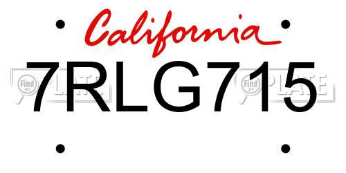 7RLG715 California License Plate