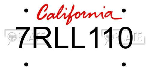 7RLL110 California License Plate