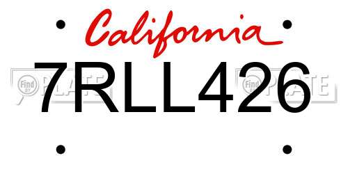 7RLL426 California License Plate