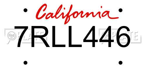 7RLL446 California License Plate