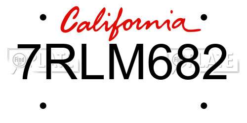 7RLM682 California License Plate