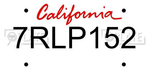7RLP152 California License Plate