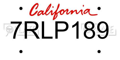 7RLP189 California License Plate