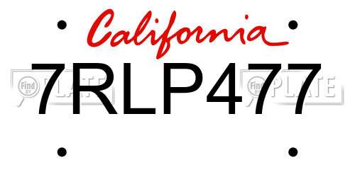 7RLP477 California License Plate