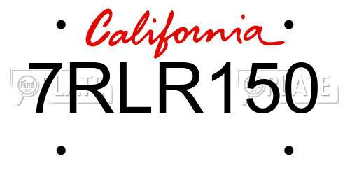 7RLR150 California License Plate
