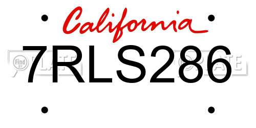 7RLS286 California License Plate