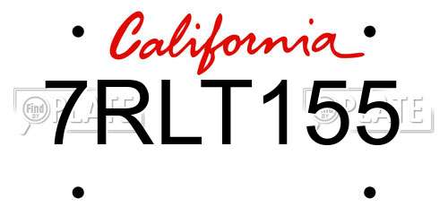 7RLT155 California License Plate