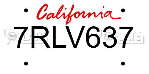 7RLV637 California License Plate