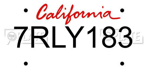 7RLY183 California License Plate