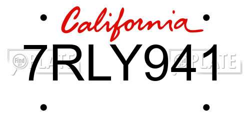 7RLY941 California License Plate