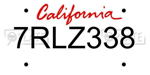 7RLZ338 California License Plate
