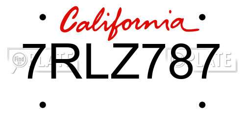 7RLZ787 California License Plate