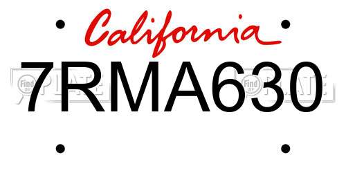 7RMA630 California License Plate