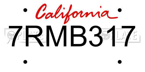 7RMB317 California License Plate