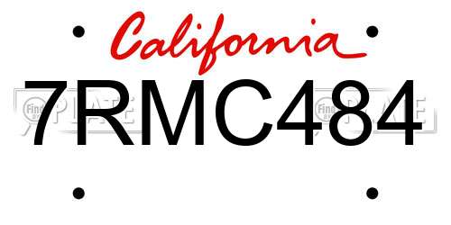 7RMC484 California License Plate