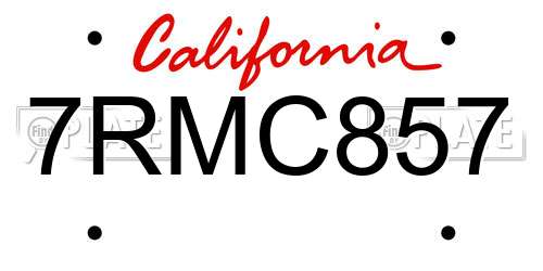 7RMC857 California License Plate