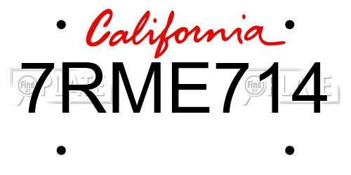 7RME714 California License Plate