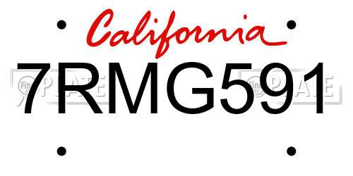 7RMG591 California License Plate