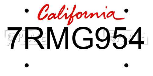 7RMG954 California License Plate