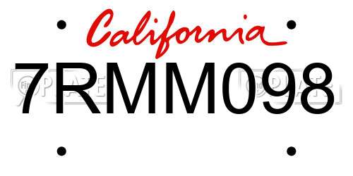 7RMM098 California License Plate