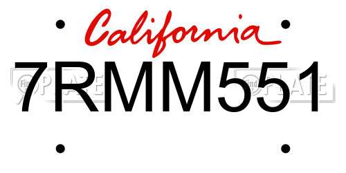 7RMM551 California License Plate