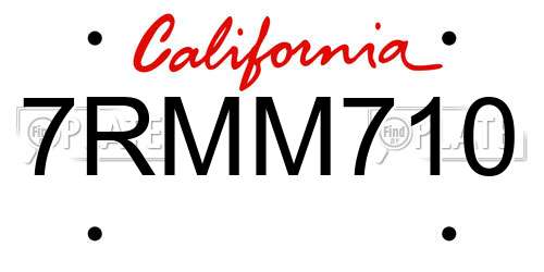 7RMM710 California License Plate