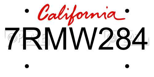 7RMW284 California License Plate