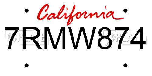 7RMW874 California License Plate