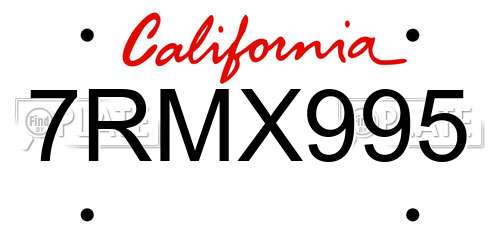 7RMX995 California License Plate