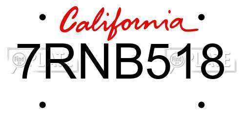 7RNB518 California License Plate