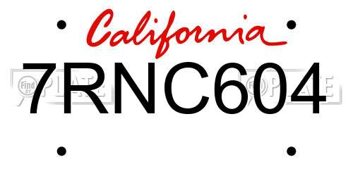 7RNC604 California License Plate