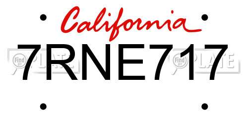 7RNE717 California License Plate