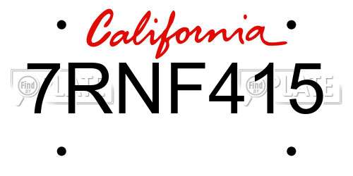 7RNF415 California License Plate