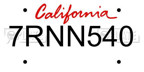 7RNN540 California License Plate
