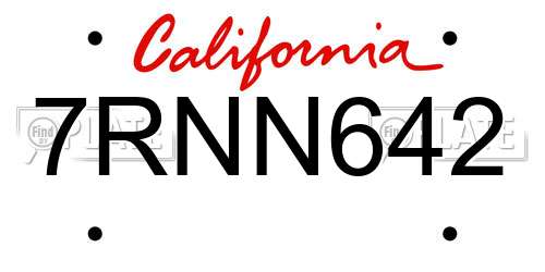 7RNN642 California License Plate