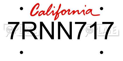 7RNN717 California License Plate