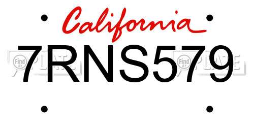 7RNS579 California License Plate