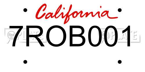 7ROB001 California License Plate