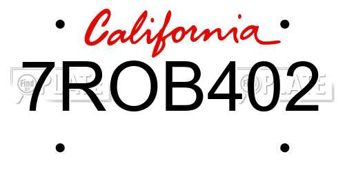7ROB402 California License Plate
