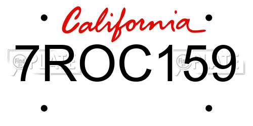 7ROC159 California License Plate