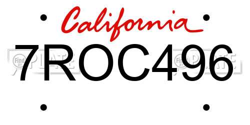 7ROC496 California License Plate