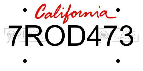 7ROD473 California License Plate