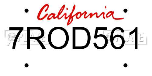 7ROD561 California License Plate
