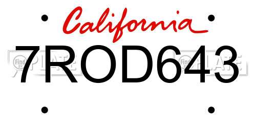 7ROD643 California License Plate
