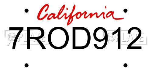 7ROD912 California License Plate