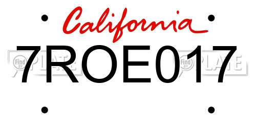 7ROE017 California License Plate
